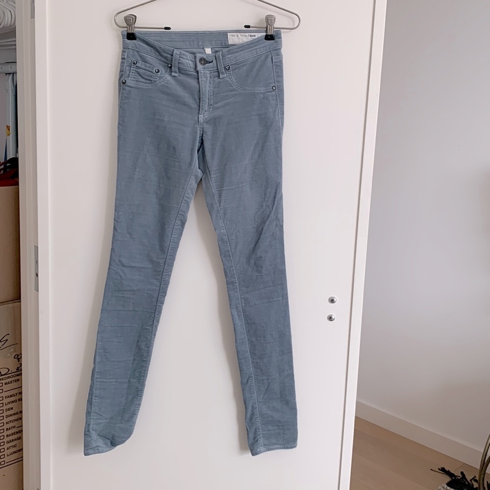 Rag & Bone size 25 light blue velvet jeans.
